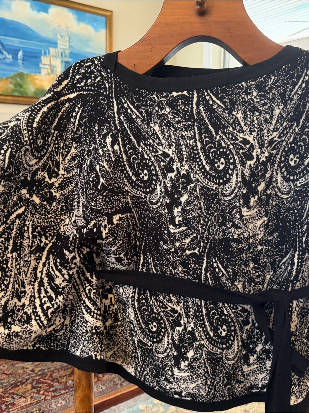 Black & white/cream Paisley Tie-Waist Tunic